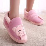 Women Winter Home Slippers Cartoon Cat Shoes Non-slip Soft Winter Warm House Slippers Indoor Bedroom Lovers Couples Floor Shoes