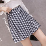 ZuoLunOuBa Tennis Skirt Women 2018 Korean Version New High Waist Half Short Skirt College Wind A Word Lattice Pleated Skirt Tutu