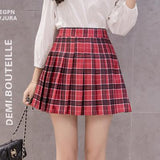 ZuoLunOuBa Tennis Skirt Women 2018 Korean Version New High Waist Half Short Skirt College Wind A Word Lattice Pleated Skirt Tutu