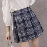 ZuoLunOuBa Tennis Skirt Women 2018 Korean Version New High Waist Half Short Skirt College Wind A Word Lattice Pleated Skirt Tutu