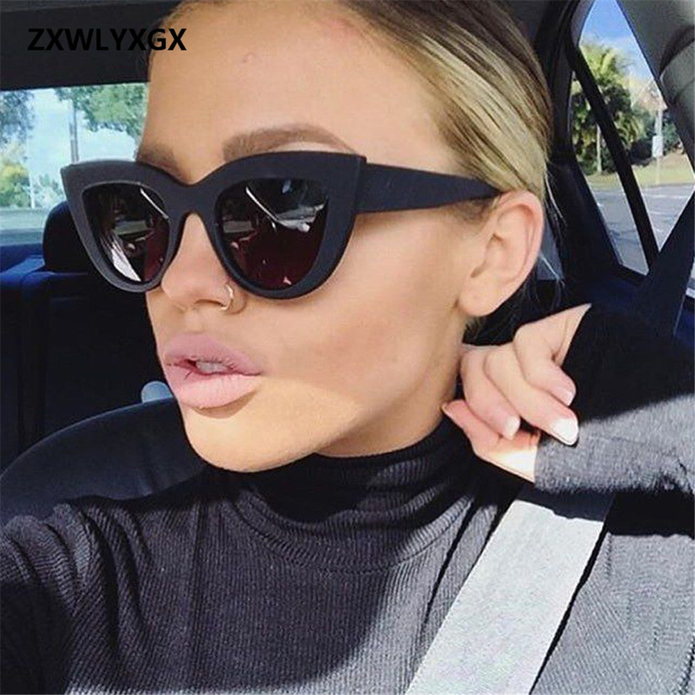 ZXWLYXGX 2018 New Sunglasses Retro Cat Eye Sunglasses Lady Brand Designer Vintage Black Sunglasses Women Women UV400