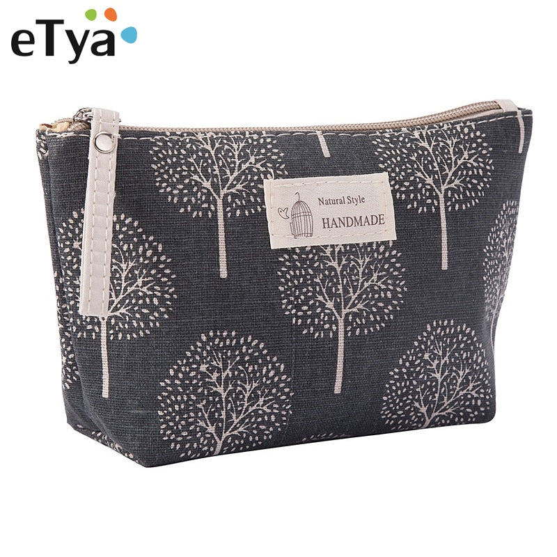 eTya Women Plaid Travel Cosmetic Bag Makeup Bag Handbag Female Zipper Purse Small Cosmetics Make Up Bags Travel Beauty Organizer