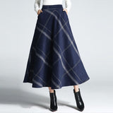 Sisjuly Women Skirts Winter Thick Autumn Wool Blends Plaid Elegant Pleated Patchwork Chic Girl 2018 Pocket Print Female Skirts