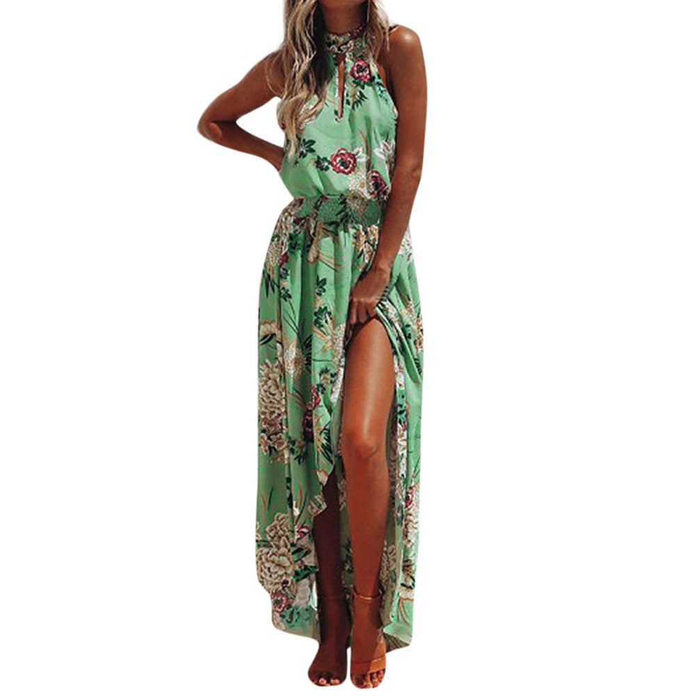 CHAMSGEND women's dress2018 Fashion Women Boho Floral Long Maxi Dress Sleeveless Evening Party Summer Beach Sundress June28