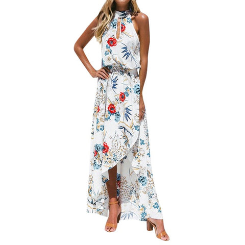 CHAMSGEND women's dress2018 Fashion Women Boho Floral Long Maxi Dress Sleeveless Evening Party Summer Beach Sundress June28