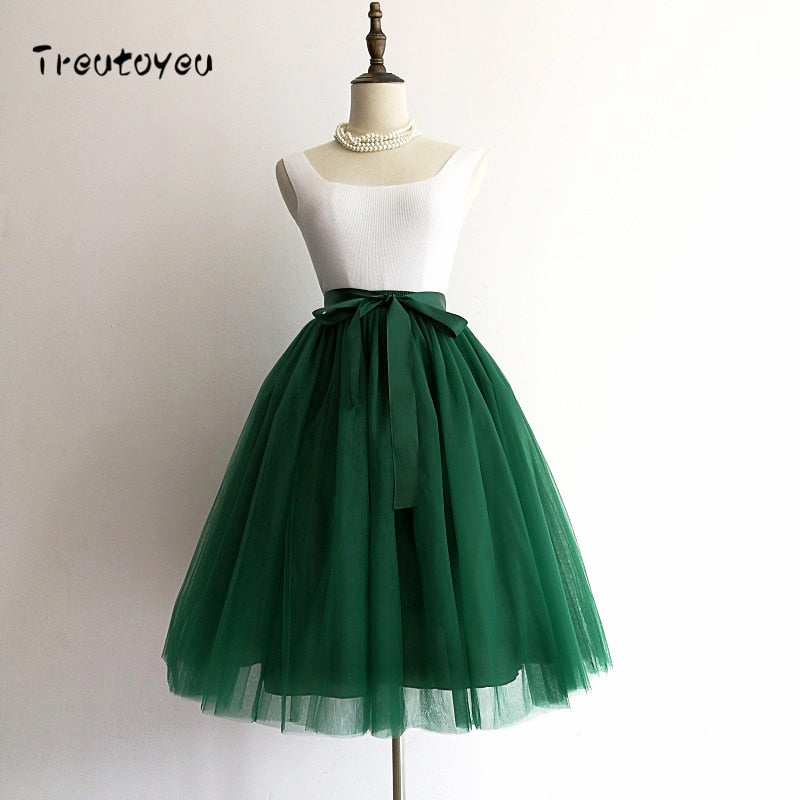 5 Layers 65cm Sexy Midi Tulle Skirt Streetwear Pleated Skirts Womens Short Tutu Femme 2018 Winter Gothic Jupe Falda Tul Plisada