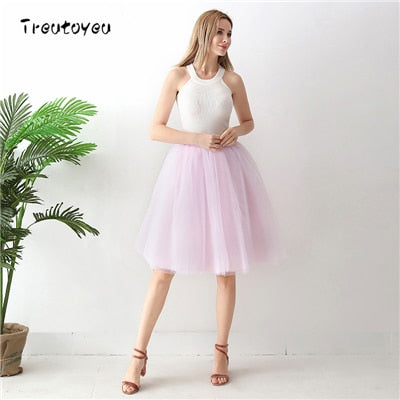 5 Layers 65cm Sexy Midi Tulle Skirt Streetwear Pleated Skirts Womens Short Tutu Femme 2018 Winter Gothic Jupe Falda Tul Plisada