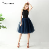 5 Layers 65cm Sexy Midi Tulle Skirt Streetwear Pleated Skirts Womens Short Tutu Femme 2018 Winter Gothic Jupe Falda Tul Plisada