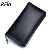 Leather RFID Blocking Credit Card Holder Men Anti Theft Travel Passport Long Wallet Women Business ID Holder 36 Cards Purse