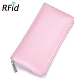 Leather RFID Blocking Credit Card Holder Men Anti Theft Travel Passport Long Wallet Women Business ID Holder 36 Cards Purse