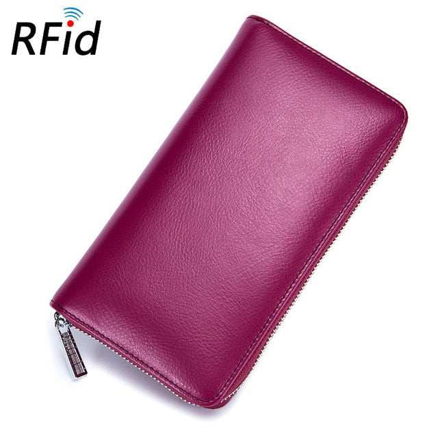 Leather RFID Blocking Credit Card Holder Men Anti Theft Travel Passport Long Wallet Women Business ID Holder 36 Cards Purse