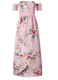 Boho style long dress women Off shoulder beach summer dresses Floral print Vintage chiffon white maxi dress vestidos de festa