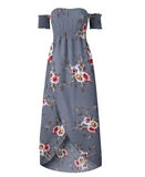 Boho style long dress women Off shoulder beach summer dresses Floral print Vintage chiffon white maxi dress vestidos de festa