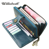 2018 New Vintage Button Phone Purses Women Wallets Female Purse Leather Brand Retro Ladies Long Zipper Woman Wallet Card Clutch