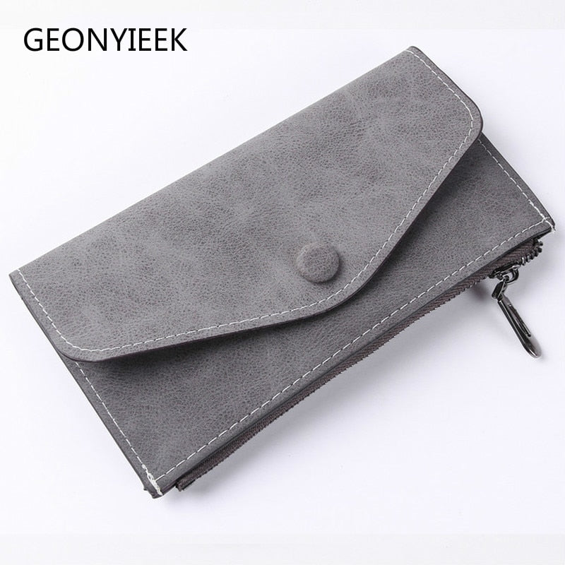 2018 matte leather women's wallet zipper bag vintage female wallet purse fashion card holder phone pocket long women wallet