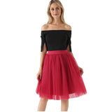 5 Layers 60cm Princess Midi Tulle Skirt Pleated Dance Tutu Skirts Womens Lolita Petticoat Jupe Saia faldas Denim Party Skirts