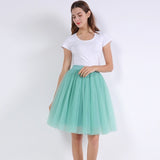 5 Layers 60cm Princess Midi Tulle Skirt Pleated Dance Tutu Skirts Womens Lolita Petticoat Jupe Saia faldas Denim Party Skirts