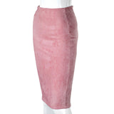 Elegant Women Skirts  Spring Fashion Faux Suede Female High Waist Thicken Stretchy Pencil Skirts Bodycon Knee Length Skirts