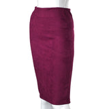Elegant Women Skirts  Spring Fashion Faux Suede Female High Waist Thicken Stretchy Pencil Skirts Bodycon Knee Length Skirts