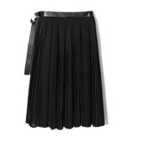 [EAM] 2019 New Spring High Waist Solid Color Black Pleated Loose Split Joint Half-body Skirt Women Fashion Tide JD10501