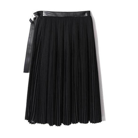 [EAM] 2019 New Spring High Waist Solid Color Black Pleated Loose Split Joint Half-body Skirt Women Fashion Tide JD10501