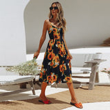 Casual Vintage Sundress Women Summer Dress 2019 Boho Sexy Dress Midi Button Backless Polka Dot Striped Floral Beach Dress Female