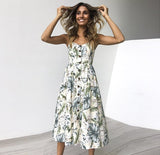 Casual Vintage Sundress Women Summer Dress 2019 Boho Sexy Dress Midi Button Backless Polka Dot Striped Floral Beach Dress Female