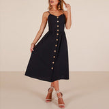 Casual Vintage Sundress Women Summer Dress 2019 Boho Sexy Dress Midi Button Backless Polka Dot Striped Floral Beach Dress Female