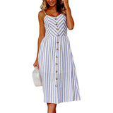 Casual Vintage Sundress Women Summer Dress 2019 Boho Sexy Dress Midi Button Backless Polka Dot Striped Floral Beach Dress Female