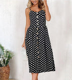 Casual Vintage Sundress Women Summer Dress 2019 Boho Sexy Dress Midi Button Backless Polka Dot Striped Floral Beach Dress Female