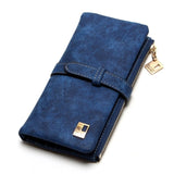 2019 New Fashion Women Wallets Drawstring Nubuck Leather Zipper Wallet Women's Long Design Purse Two Fold More Color Clutch