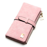 2019 New Fashion Women Wallets Drawstring Nubuck Leather Zipper Wallet Women's Long Design Purse Two Fold More Color Clutch