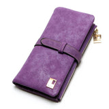 2019 New Fashion Women Wallets Drawstring Nubuck Leather Zipper Wallet Women's Long Design Purse Two Fold More Color Clutch