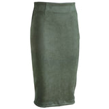 Sainishi Super Deals Women Suede Solid Color Pencil Skirt Female Spring Autumn Basic High Waist Bodycon Split Knee Length Skirts