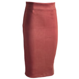 Sainishi Super Deals Women Suede Solid Color Pencil Skirt Female Spring Autumn Basic High Waist Bodycon Split Knee Length Skirts