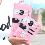 Hot Sell !New Fashion Women Cat Wallet Long Short Cartoon purse Female Card Holder Lady clutch coin purse Female zipper notecase