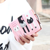 Hot Sell !New Fashion Women Cat Wallet Long Short Cartoon purse Female Card Holder Lady clutch coin purse Female zipper notecase